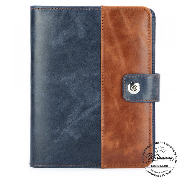 Кожаный ежедневник "Монблан" (синий антик). фото 1