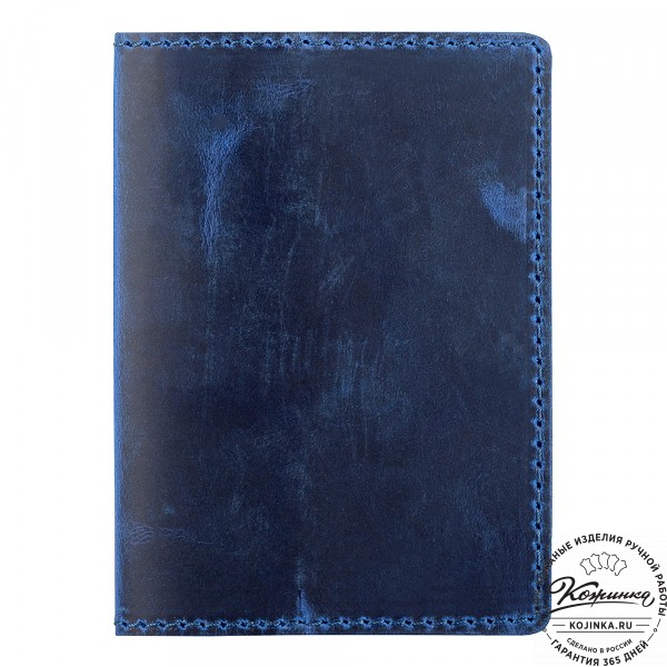 Кожаная обложка на паспорт "Будапешт" (синий крейзи). фото 1