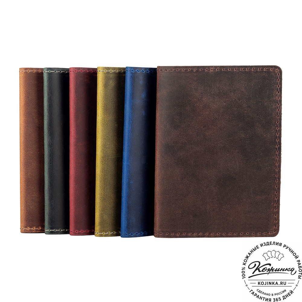 Кожаная обложка на паспорт "Будапешт" (синий крейзи)