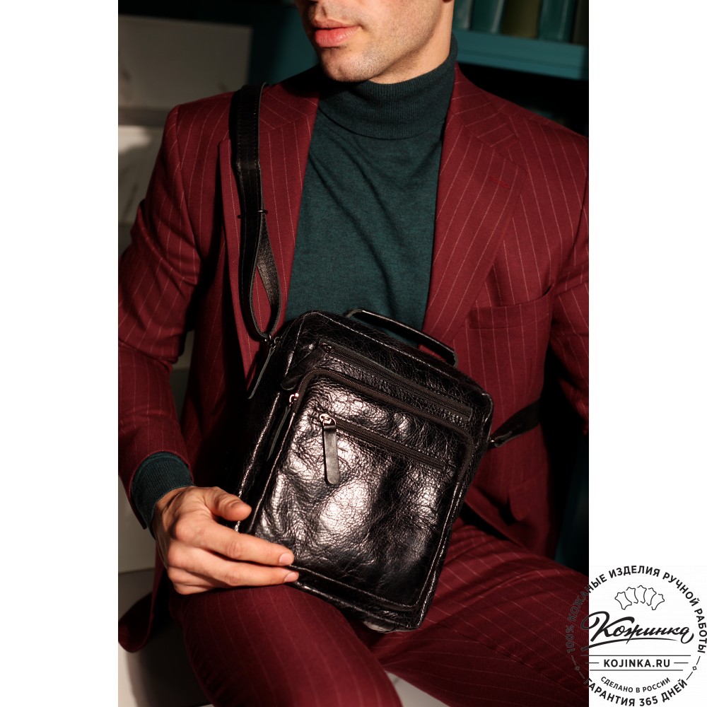 Кожаная сумка "Гектор" (чёрный антик)