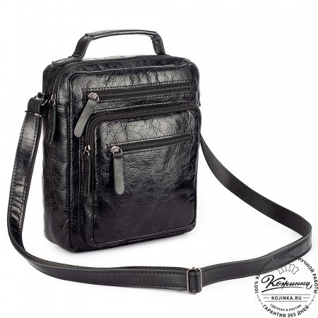Кожаная сумка "Гектор" (чёрный антик)