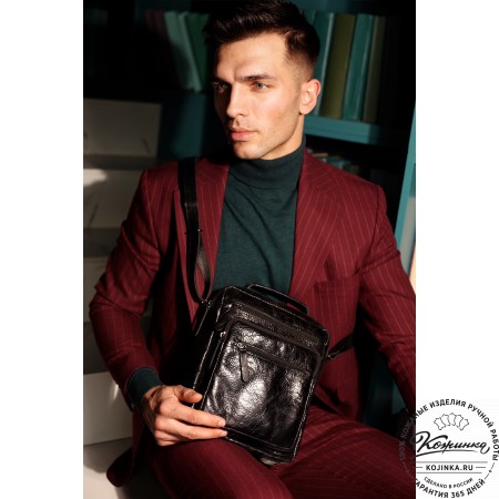 Кожаная сумка "Гектор" (чёрный антик)