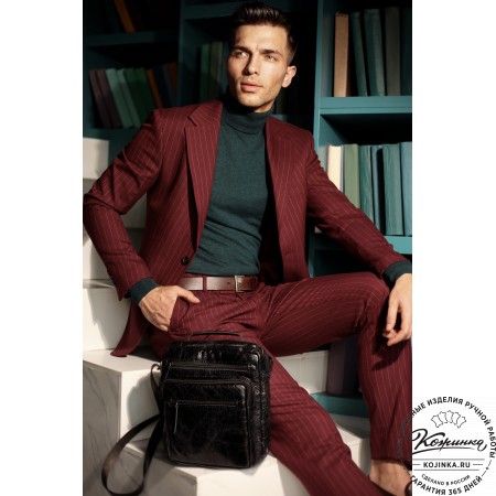 Кожаная сумка "Гектор" (чёрный антик)