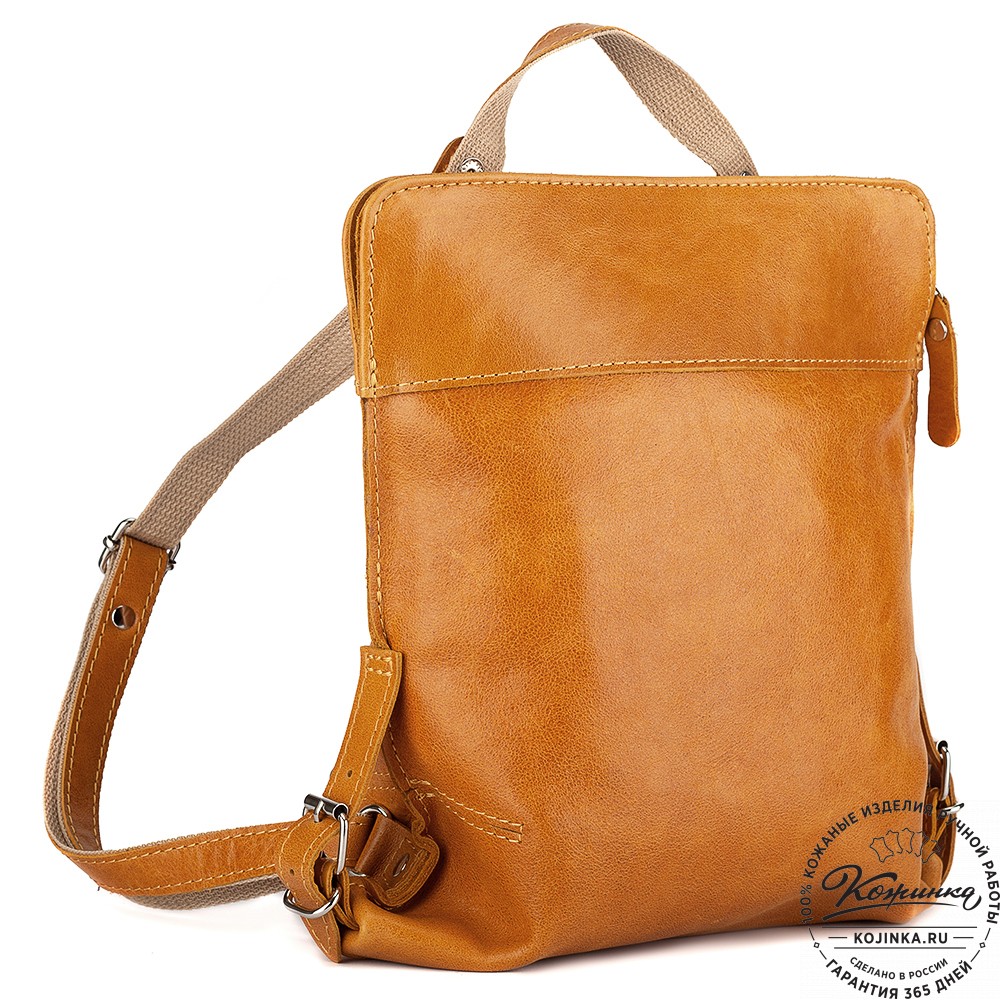 Женский кожаный рюкзак "Салоники" (жёлтый)