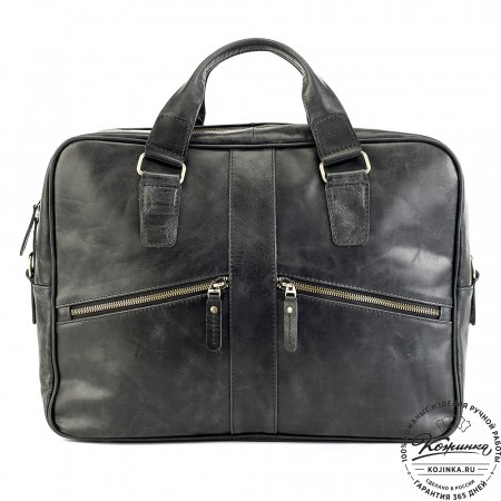 Кожаная деловая сумка "Окленд нью" (чёрный антик)