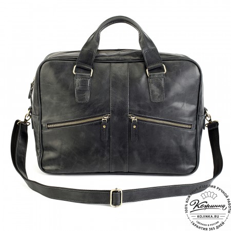 Кожаная деловая сумка "Окленд нью" (чёрный антик)