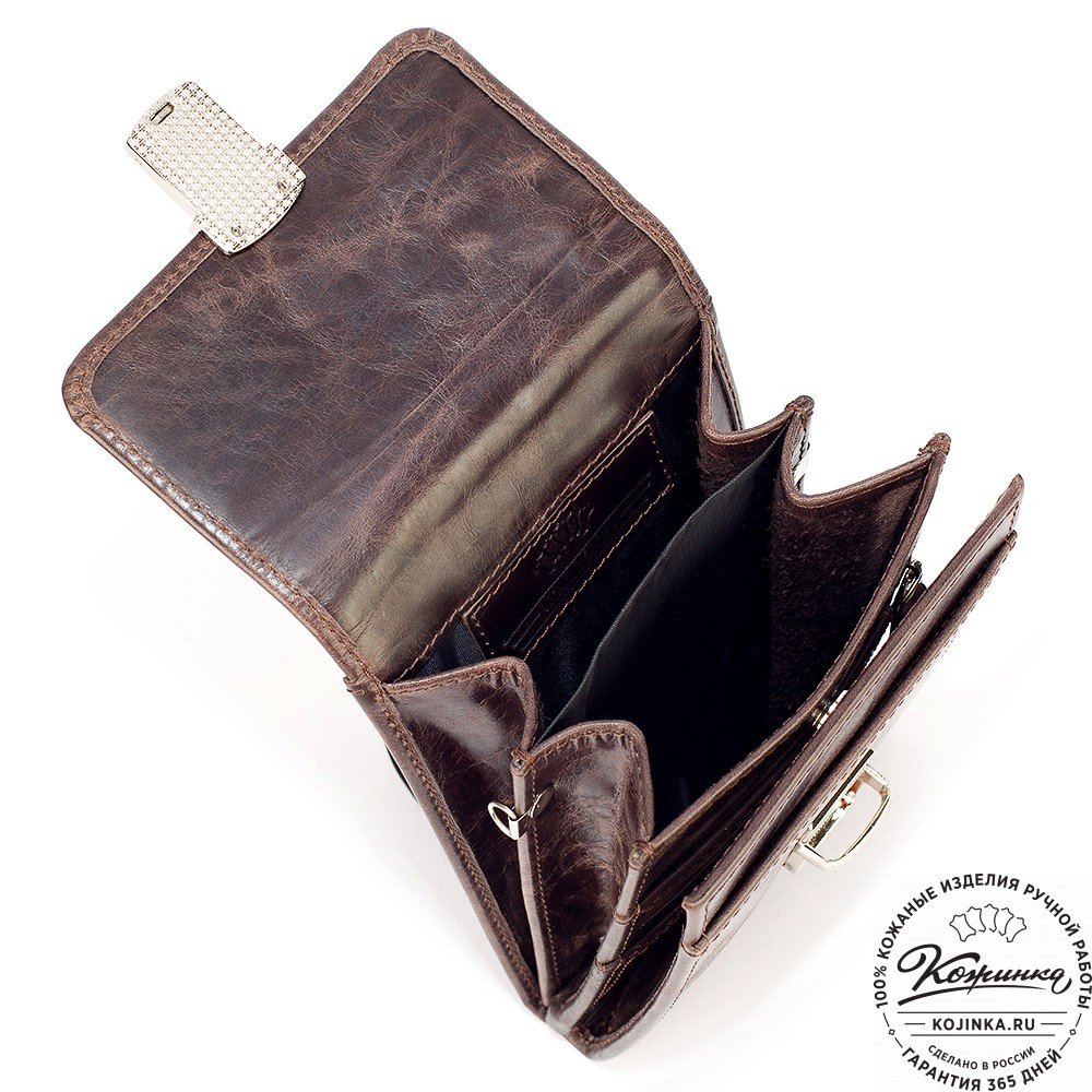 Кожаная сумка "Чикаго" (тёмно-коричневый антик)