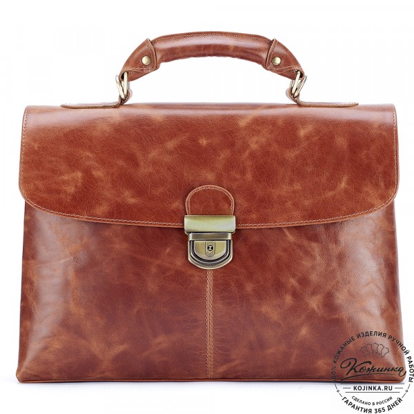 Кожаный портфель "Александрия" (рыжий антик). фото 1