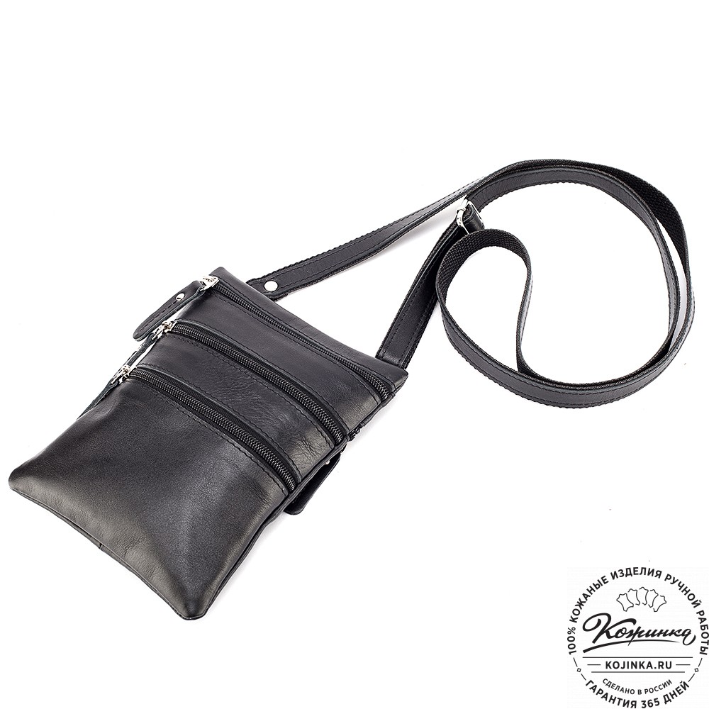 Кожаная сумка "Аллен макси" (чёрная)