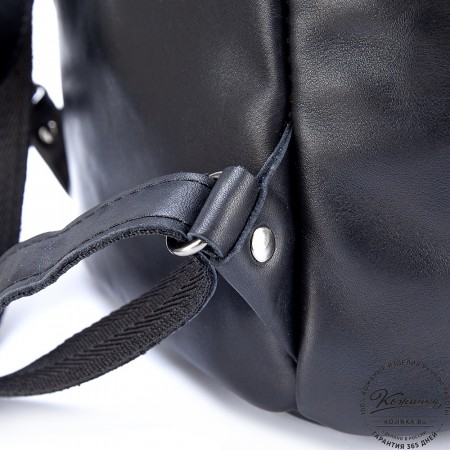 Женский кожаный рюкзак "Афродита" (тёмно-синий с чёрным)