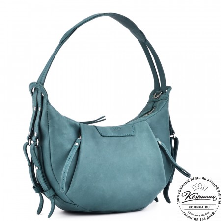 Женская кожаная сумка "Техас" (изумруд нубук)