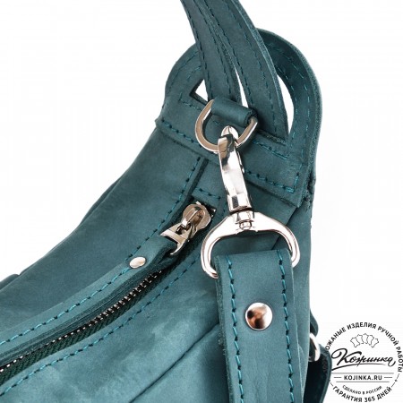 Женская кожаная сумка "Техас" (изумруд нубук)
