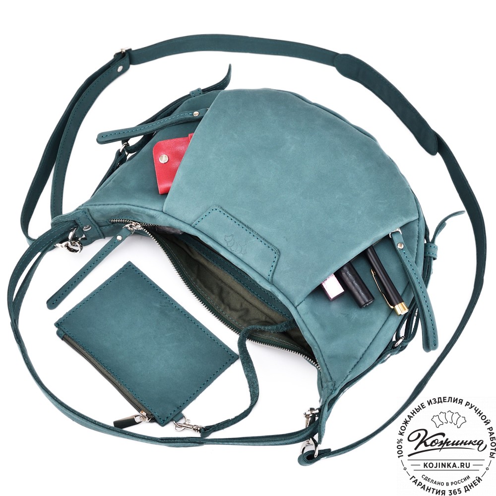 Женская кожаная сумка "Техас" (изумруд нубук)
