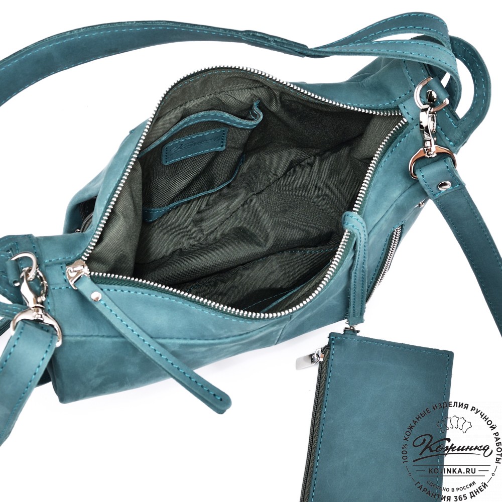 Женская кожаная сумка "Техас" (изумруд нубук)