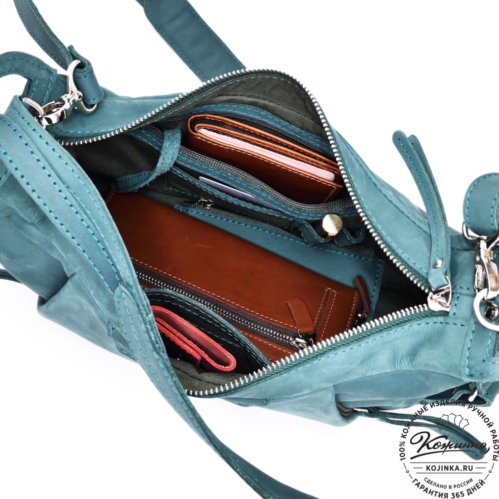 Женская кожаная сумка "Техас" (изумруд нубук)