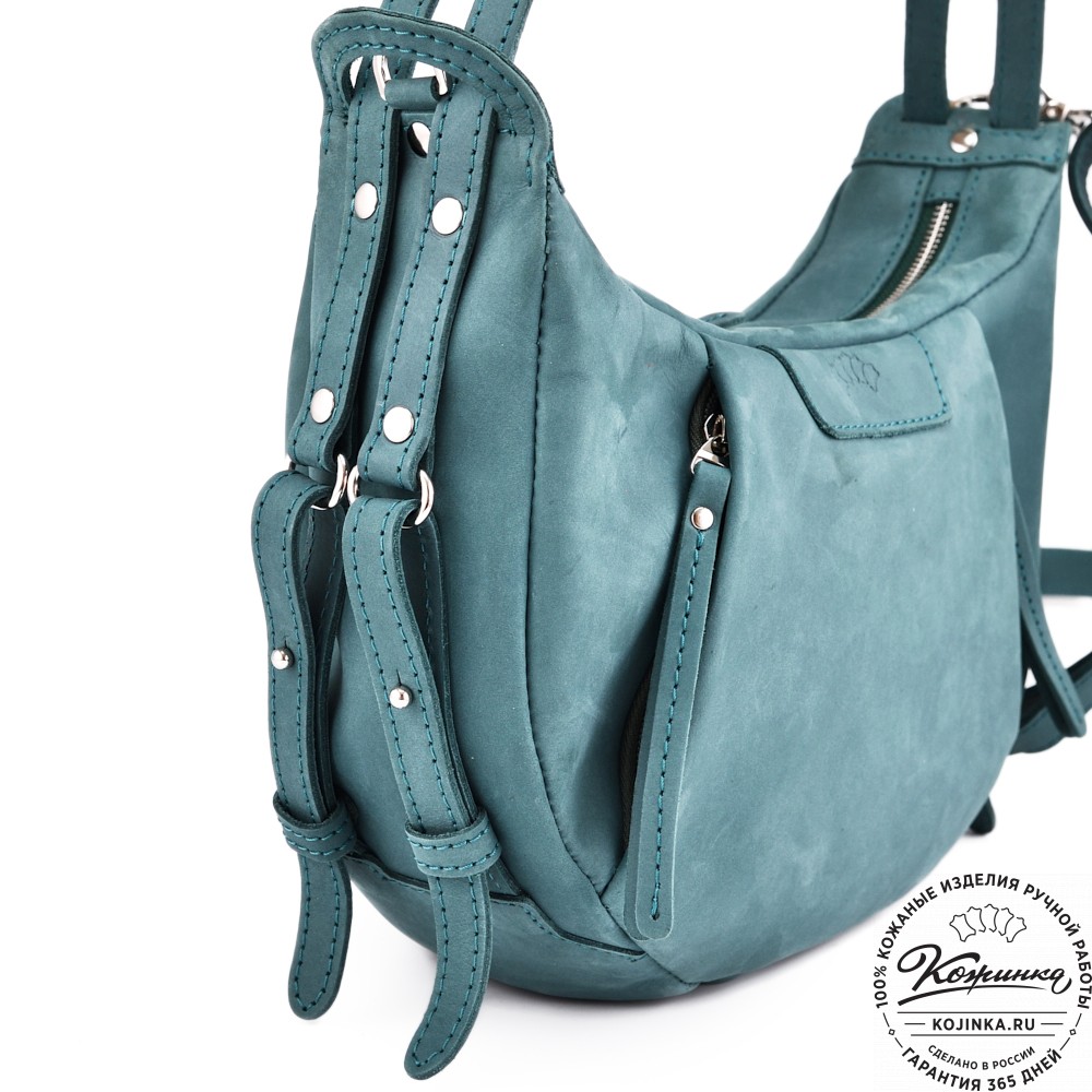 Женская кожаная сумка "Техас" (изумруд нубук)