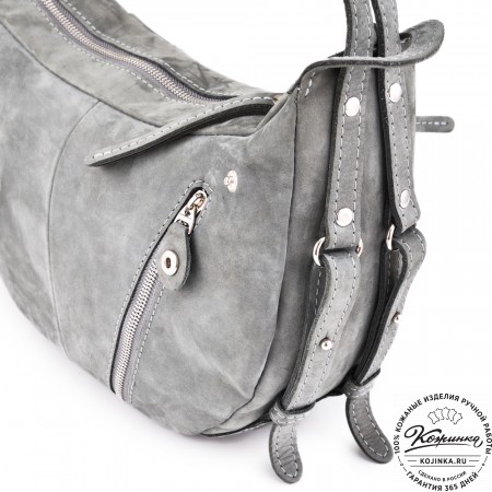 Женская кожаная сумка "Техас" (серый нубук)