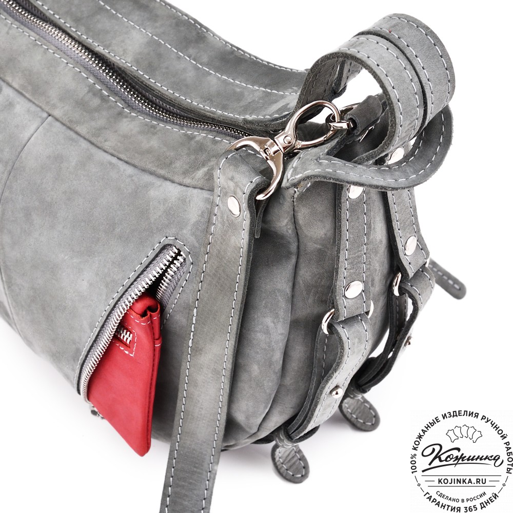 Женская кожаная сумка "Техас" (серый нубук)