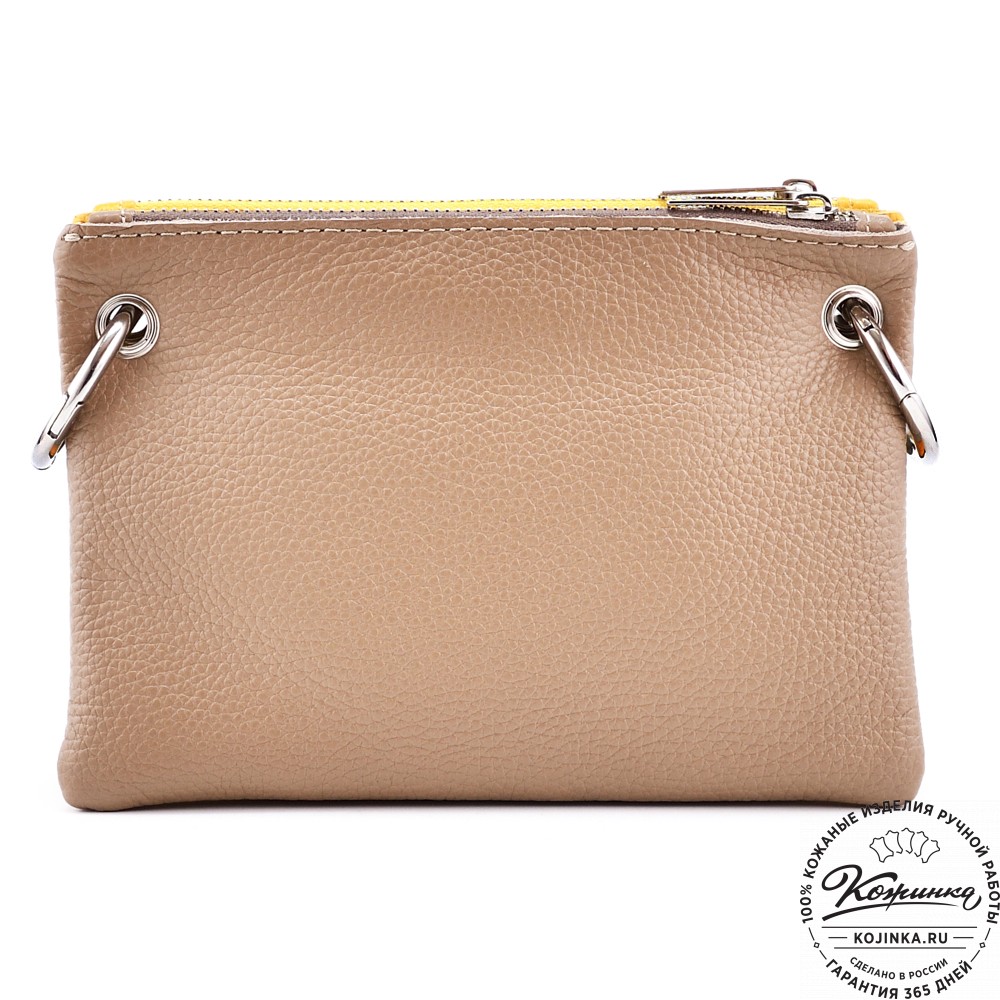 Женская кожаная сумка "Трио" (жёлтый/капучино/олива)