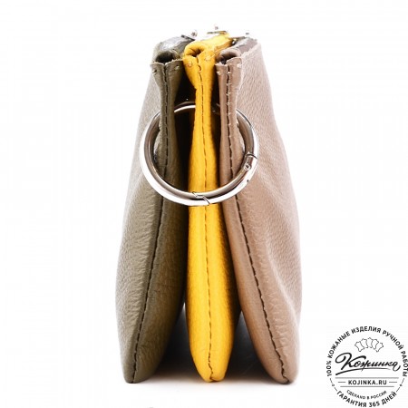 Женская кожаная сумка "Трио" (жёлтый/капучино/олива)