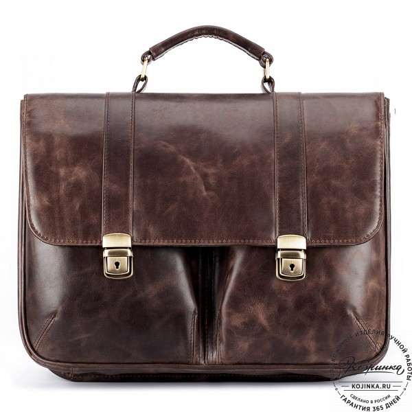 Кожаный портфель "Джозеф" (тёмно-коричневый антик). фото 1