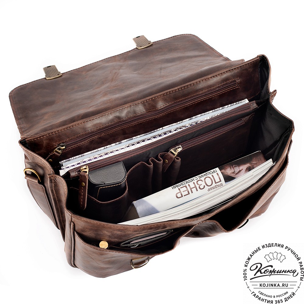 Кожаный портфель "Джозеф" (тёмно-коричневый антик)