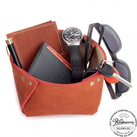 Кожаная шкатулка "Тюби" (рыжая)