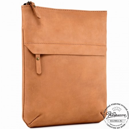  Мужская кожаная сумка "Говард" (песочный крейзи)