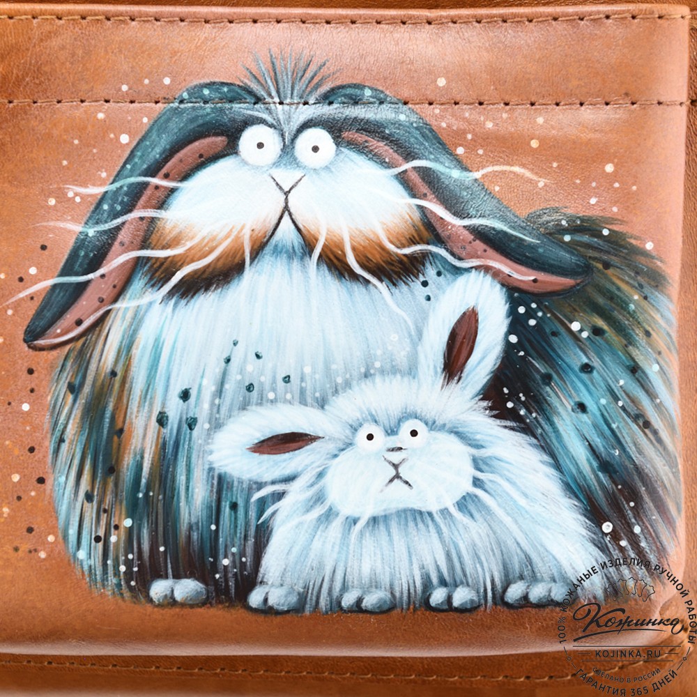 Женская кожаная сумка "Крис" "Кролики чудики"