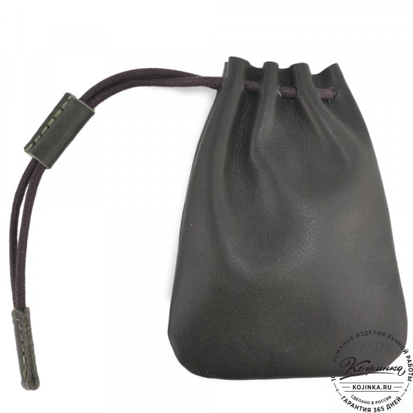 Кожаный мешочек "Луи" (хаки). фото 1