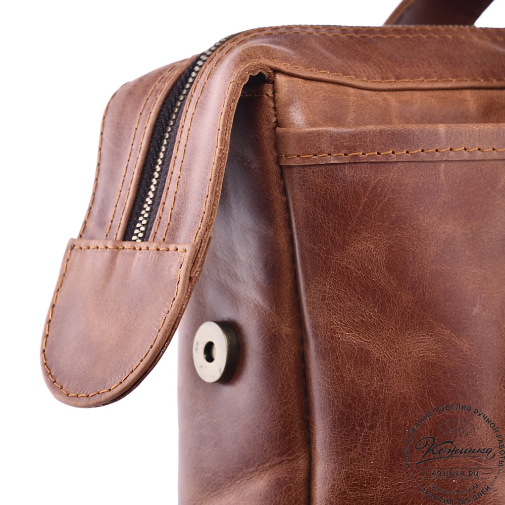 Кожаная деловая сумка "Доминик" (рыжий антик)