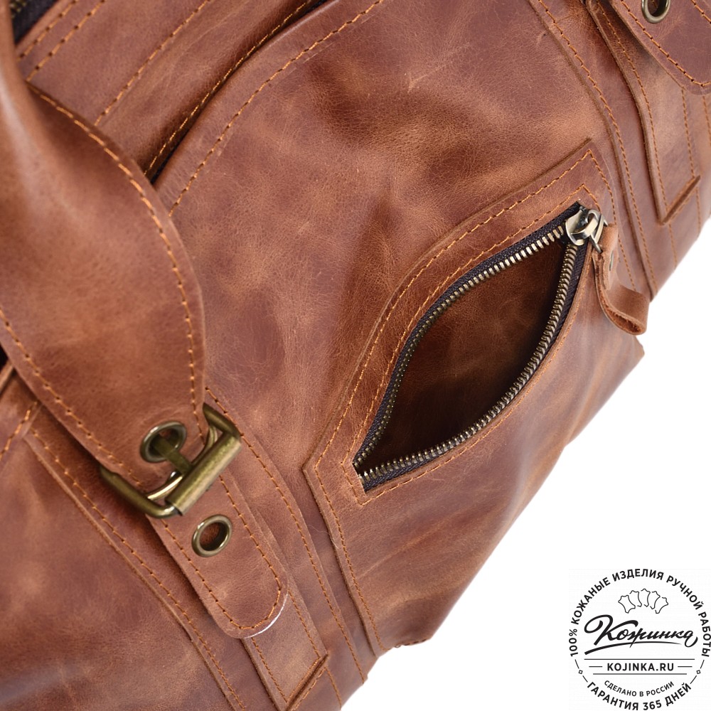 Кожаная деловая сумка "Доминик" (рыжий антик)