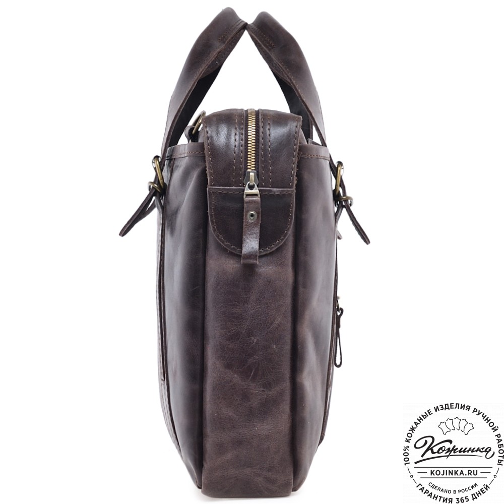 Кожаная деловая сумка "Доминик" (тёмно-коричневый антик)