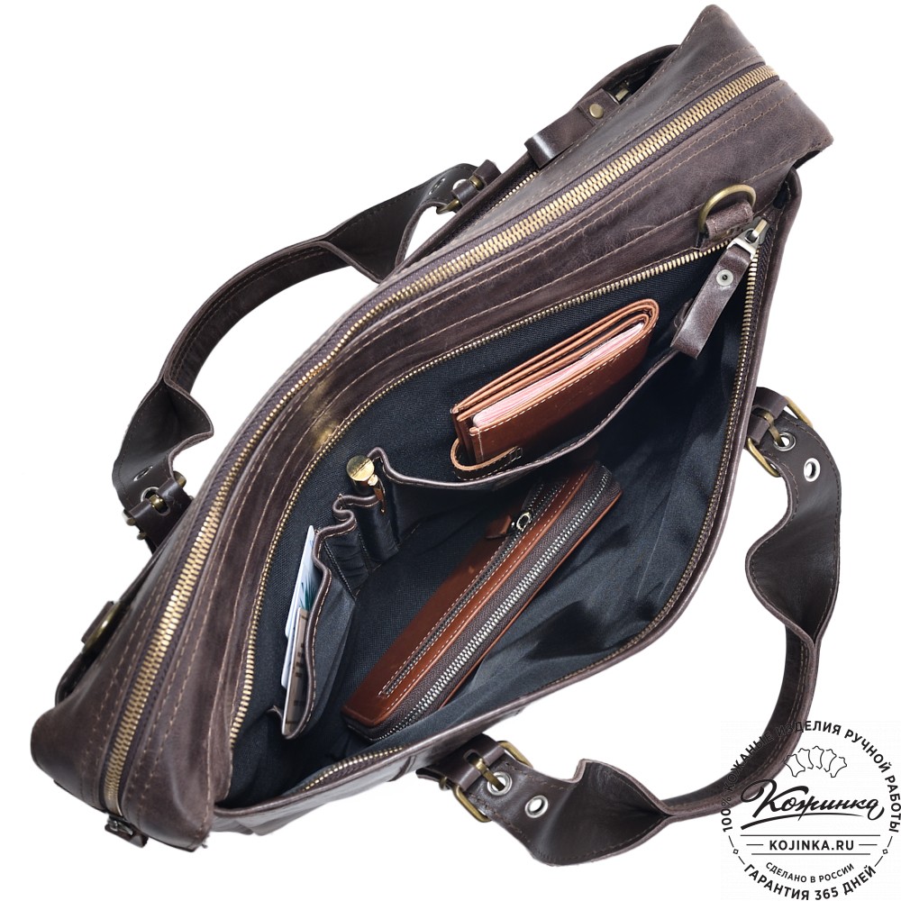 Кожаная деловая сумка "Доминик" (тёмно-коричневый антик)