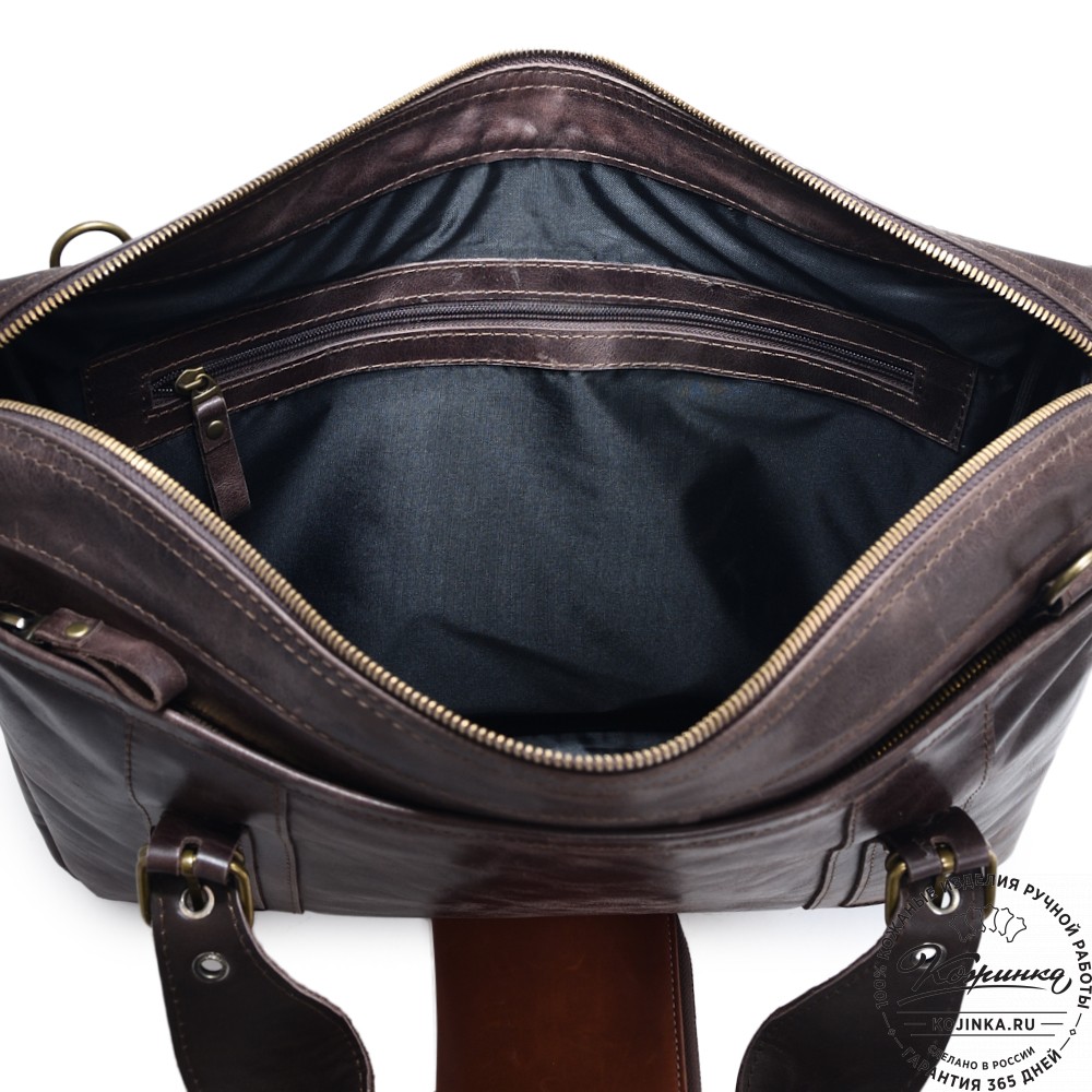 Кожаная деловая сумка "Доминик" (тёмно-коричневый антик)