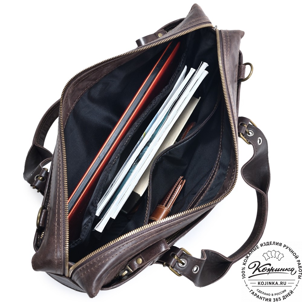 Кожаная деловая сумка "Доминик" (тёмно-коричневый антик)