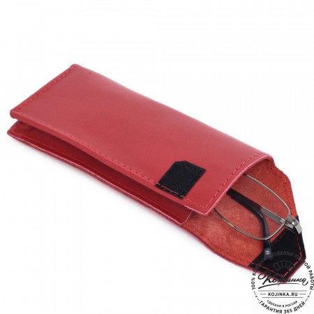  Кожаный футляр для очков "Марокко" (красный) 
