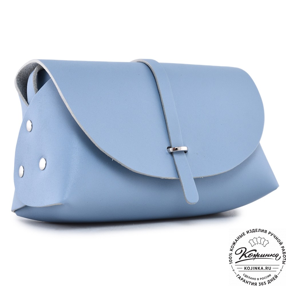  Женская кожаная сумка "Милла макси" (голубая) 