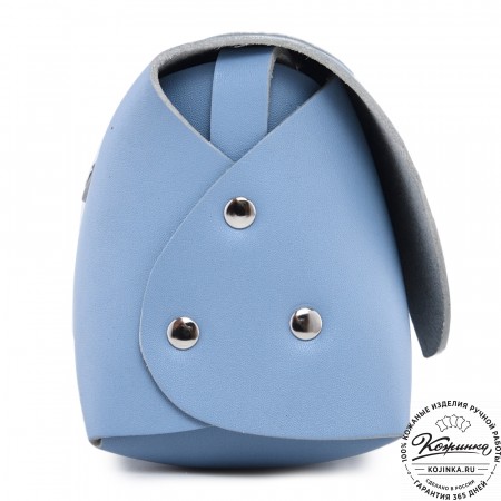  Женская кожаная сумка "Милла макси" (голубая) 