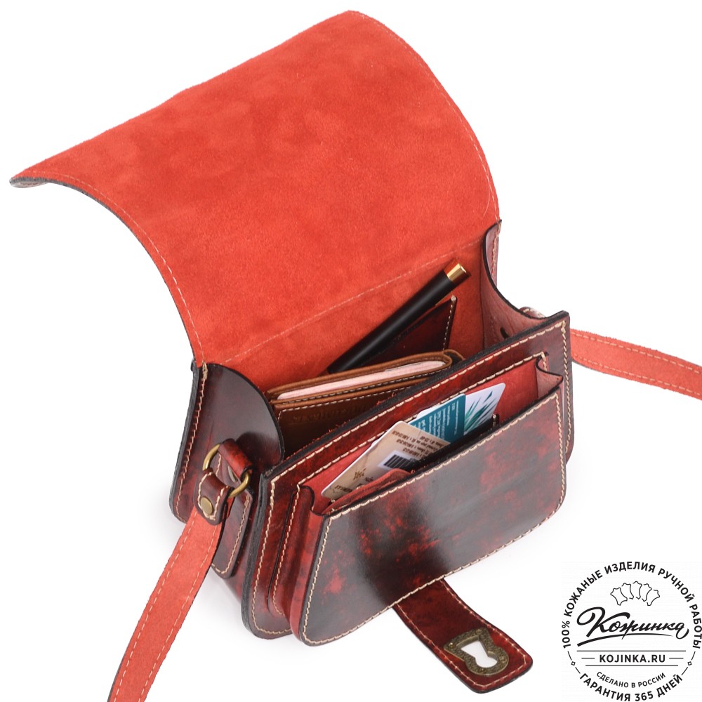 Кожаная сумка ручной работы "Джульетта-нью" (красный глянец)