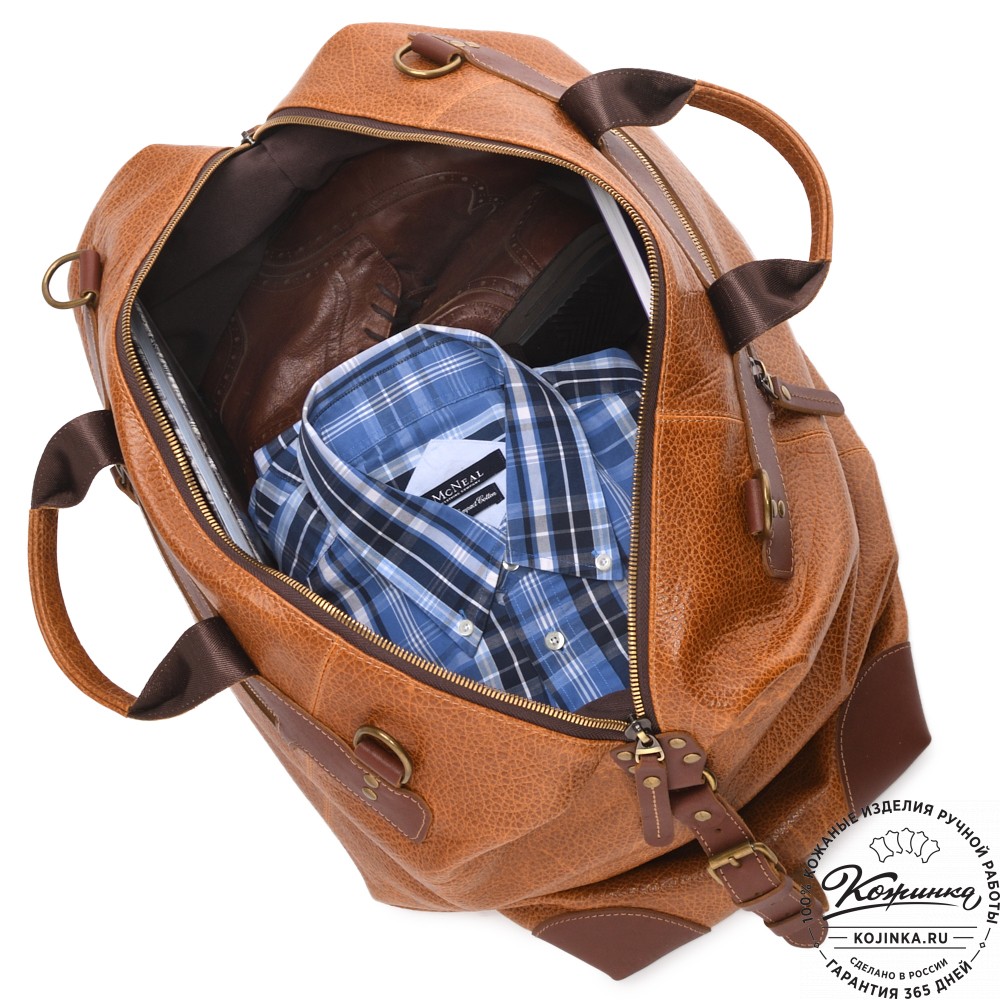 Кожаная дорожная сумка "Мегаполис" (фактура рыжая)