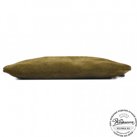 Кожаная косметичка "Флавия" велюр (хаки)