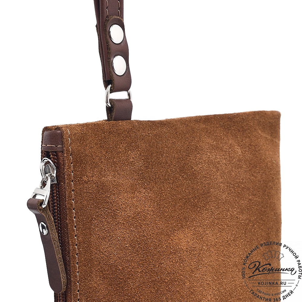  Кожаная косметичка "Флавия" велюр (коричневая) 