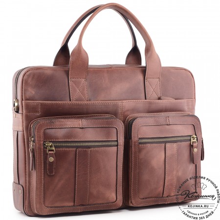  Кожаная деловая сумка "Гильермо" (коричневый воск)
