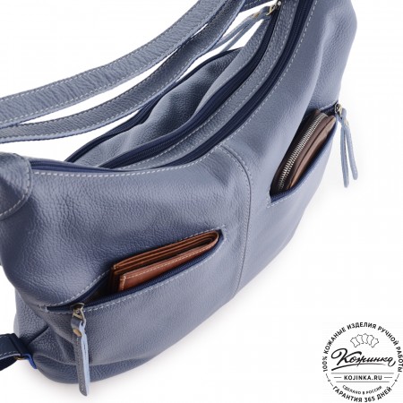  Женская кожаная сумка-трансформер "Ливадия" (джинс) 