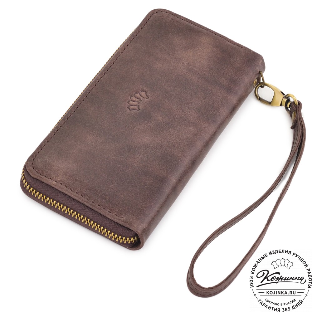  Кожаное портмоне Амстердам (темно-коричневый антик)