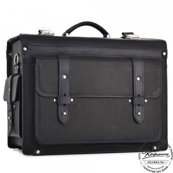 Кожаный портфель-кофр "Корлеоне" (чёрный). фото 1