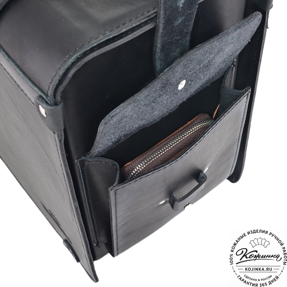 Кожаный портфель-кофр "Корлеоне" (чёрный)