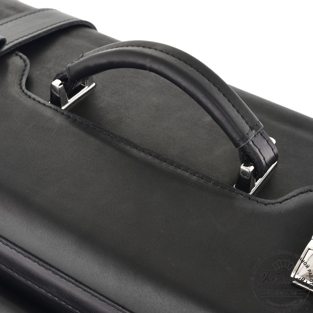 Кожаный портфель-кофр "Корлеоне" (чёрный)