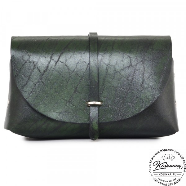 Женская кожаная сумка "Милла макси" (зеленая глянец). фото 1